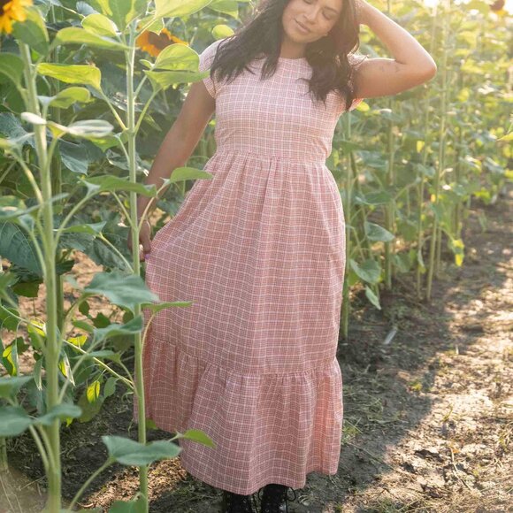 Little Cottonwood Golden Hour Lily Sleeveless Dress in Pink Plaid - Picture 8 of 9